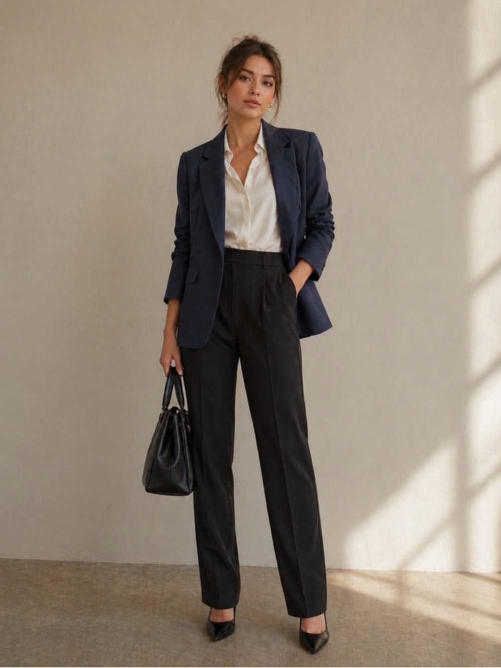 H&M Dark Navy Tailored Women's Blazer Jacket